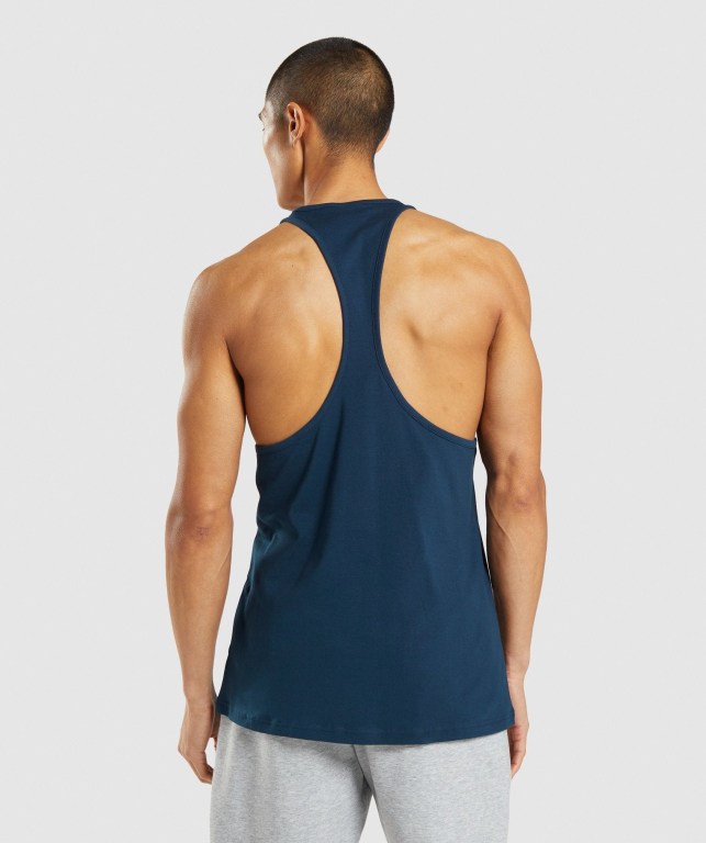 Gymshark Sharkhead Infill Men's Tank Tops Navy | UAE-26LYDV