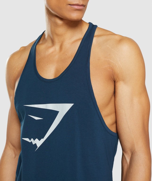 Gymshark Sharkhead Infill Men's Tank Tops Navy | UAE-26LYDV