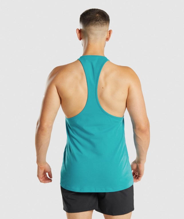 Gymshark Sharkhead Infill Men's Tank Tops Blue | UAE-29HWAO