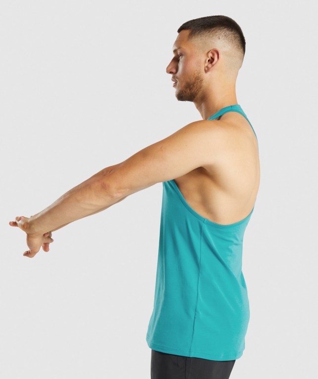 Gymshark Sharkhead Infill Men's Tank Tops Blue | UAE-29HWAO