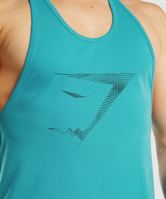 Gymshark Sharkhead Infill Men's Tank Tops Blue | UAE-29HWAO