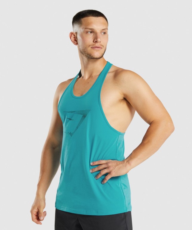 Gymshark Sharkhead Infill Men\'s Tank Tops Blue | UAE-29HWAO