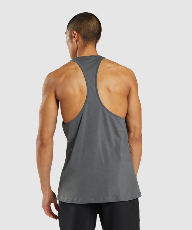 Gymshark Sharkhead Infill Men's Tank Tops Grey | UAE-59TWYZ