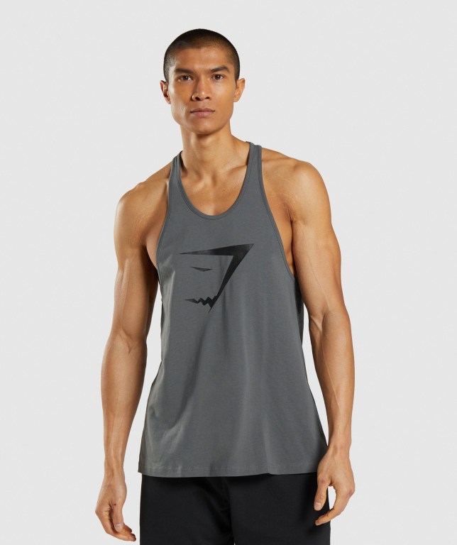 Gymshark Sharkhead Infill Men\'s Tank Tops Grey | UAE-59TWYZ