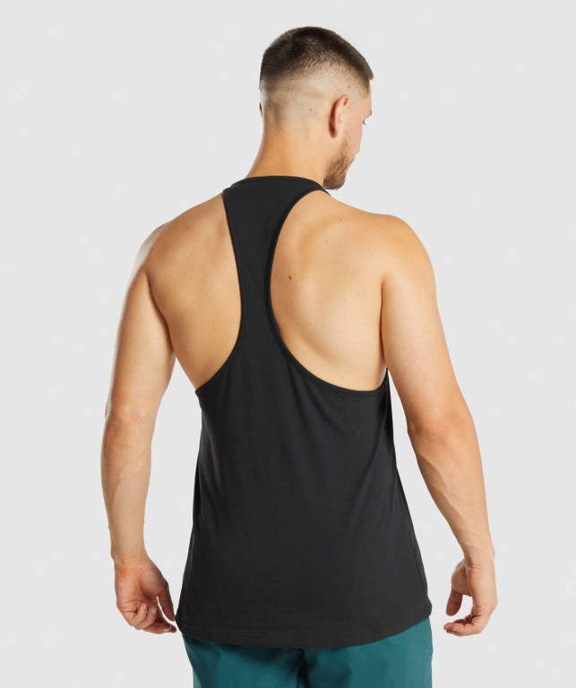 Gymshark Sharkhead Infill Men's Tank Tops Black | UAE-65GBZA