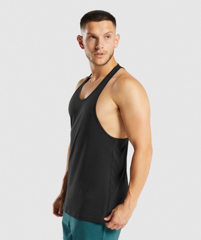 Gymshark Sharkhead Infill Men's Tank Tops Black | UAE-65GBZA