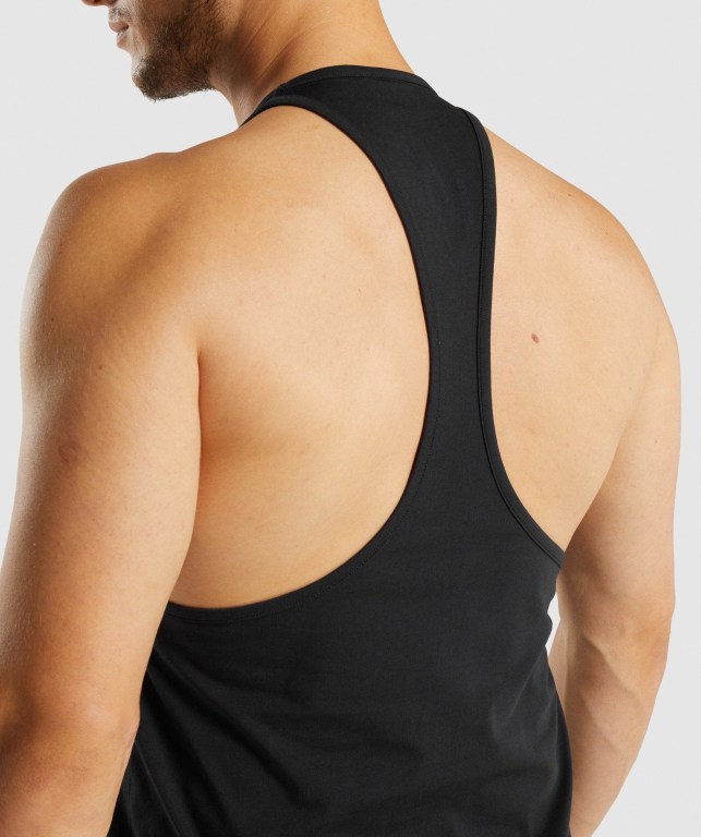 Gymshark Sharkhead Infill Men's Tank Tops Black | UAE-65GBZA