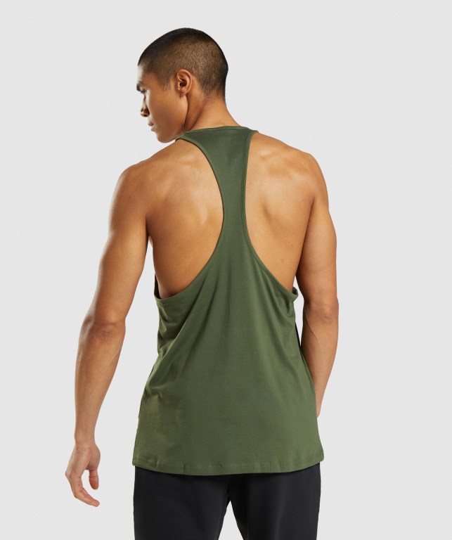 Gymshark Sharkhead Infill Men's Tank Tops Green | UAE-81DWGV