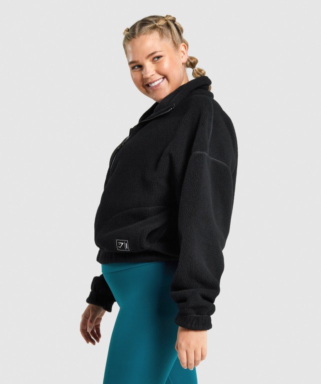 Gymshark Sherpa Women's Jackets Black | UAE-72MAVB