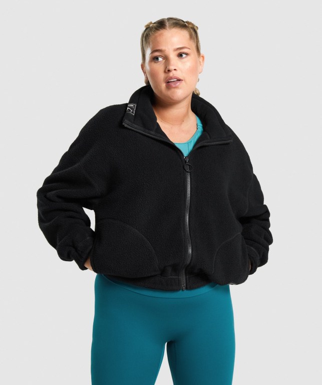 Gymshark Sherpa Women\'s Jackets Black | UAE-72MAVB