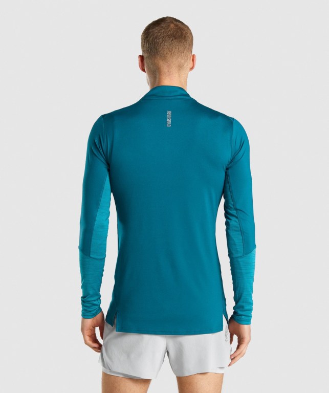 Gymshark Speed 1/4 Zip Men's Hoodies Turquoise | UAE-69CJLP