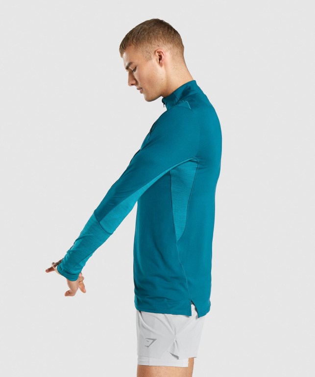 Gymshark Speed 1/4 Zip Men's Hoodies Turquoise | UAE-69CJLP