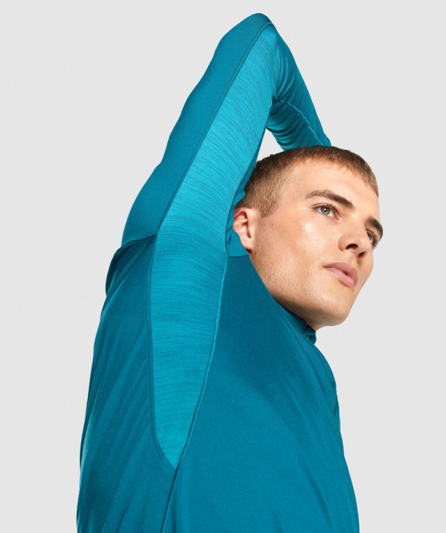 Gymshark Speed 1/4 Zip Men's Hoodies Turquoise | UAE-69CJLP