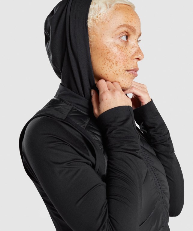 Gymshark Speed Gilet Women's Jackets Black | UAE-07BXNU