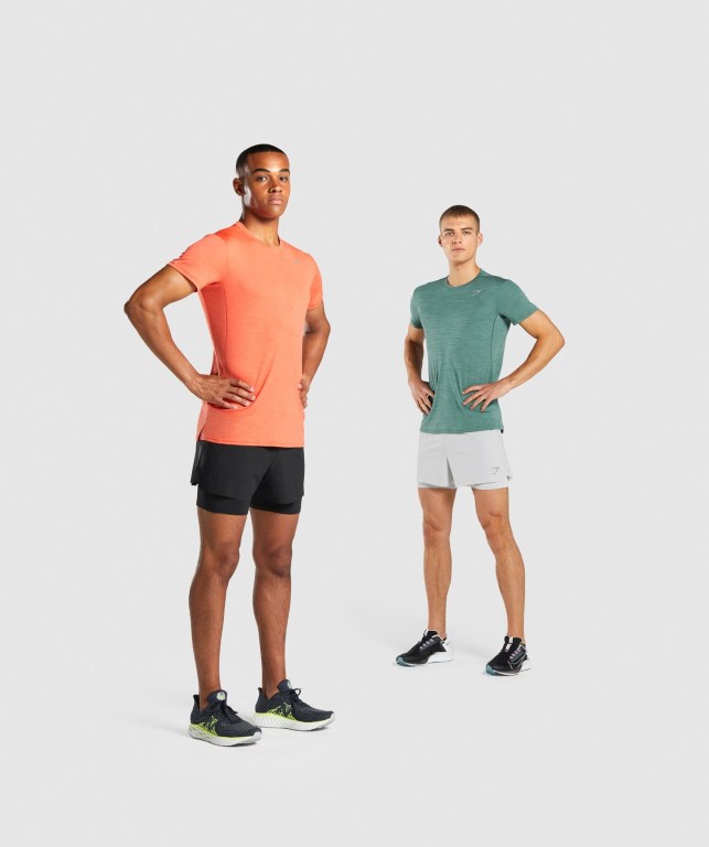 Gymshark Speed Men's T Shirts Orange | UAE-08IHAO