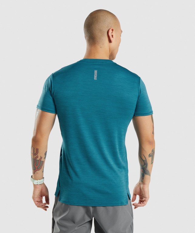 Gymshark Speed Men's T Shirts Turquoise / Turquoise | UAE-73AGSE