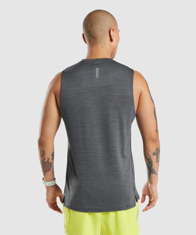 Gymshark Speed Men's Tank Tops Black / Grey | UAE-98RSYQ