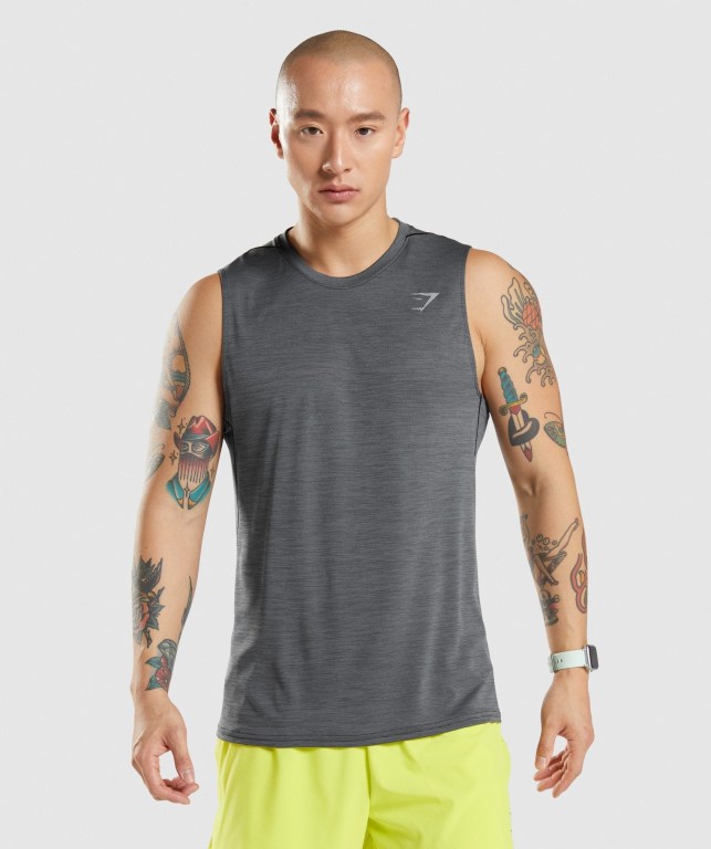 Gymshark Speed Men\'s Tank Tops Black / Grey | UAE-98RSYQ