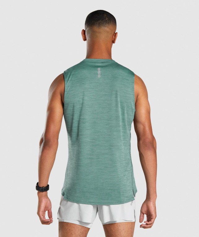 Gymshark Speed Men's Tank Tops Dark Green | UAE-78ZWQD