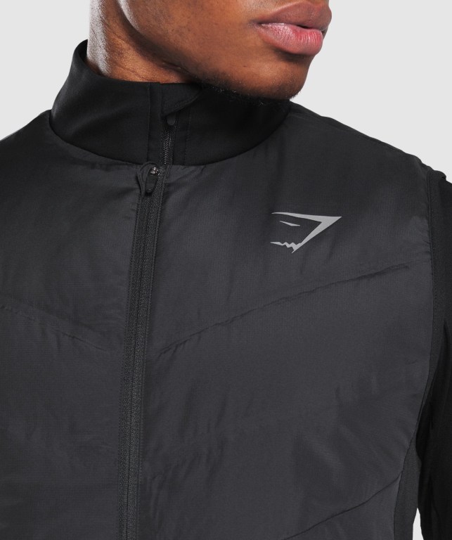 Gymshark Speed Vest Men's Jackets Black | UAE-61ENZJ