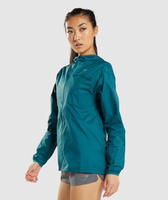 Gymshark Speed Windbreaker Women's Jackets Turquoise | UAE-17HFUA