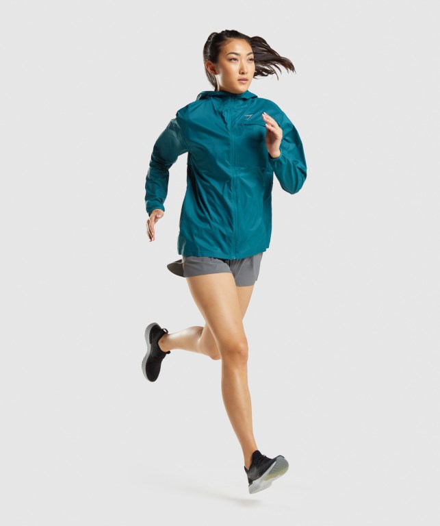 Gymshark Speed Windbreaker Women's Jackets Turquoise | UAE-17HFUA