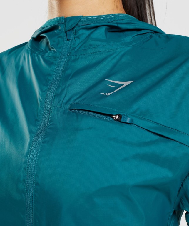 Gymshark Speed Windbreaker Women's Jackets Turquoise | UAE-17HFUA