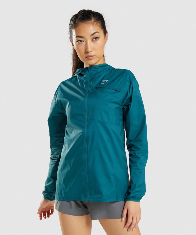 Gymshark Speed Windbreaker Women\'s Jackets Turquoise | UAE-17HFUA