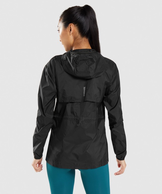 Gymshark Speed Windbreaker Women's Jackets Black | UAE-41OZFP