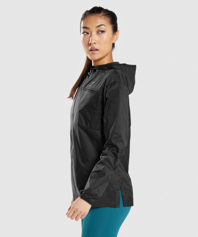 Gymshark Speed Windbreaker Women's Jackets Black | UAE-41OZFP