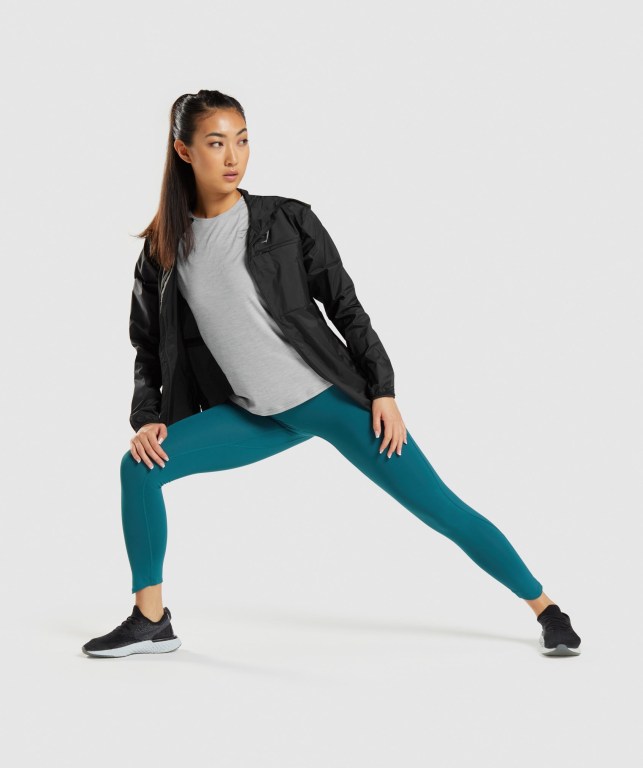 Gymshark Speed Windbreaker Women's Jackets Black | UAE-41OZFP