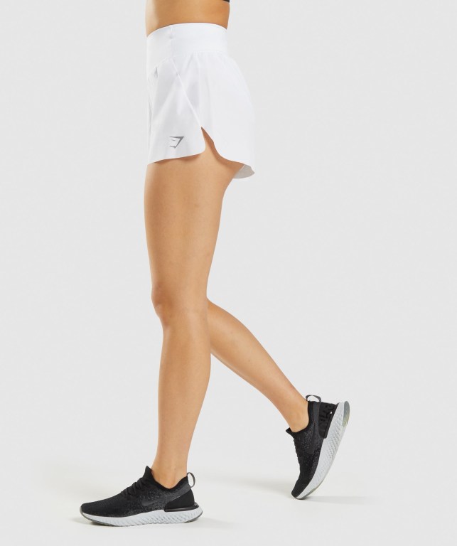 Gymshark Speed Women's Shorts White | UAE-12OANQ