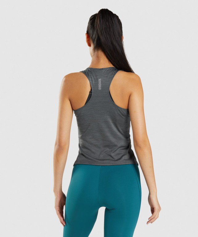 Gymshark Speed Women's Tank Tops Black / Grey | UAE-72MPQU