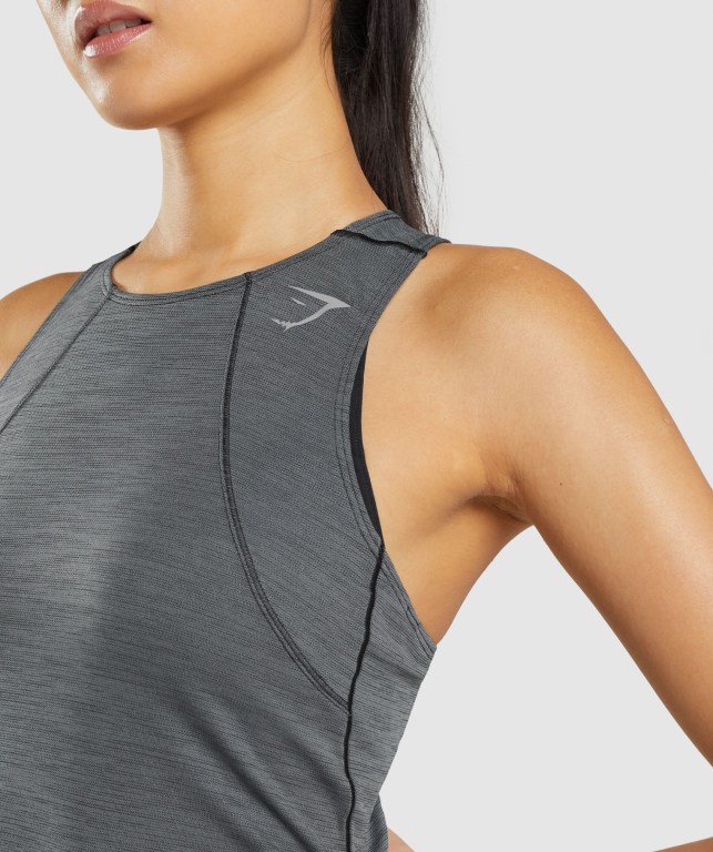 Gymshark Speed Women's Tank Tops Black / Grey | UAE-72MPQU