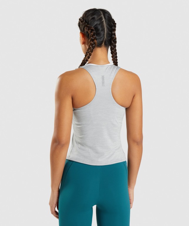 Gymshark Speed Women's Tank Tops Grey / Green | UAE-78NRHM