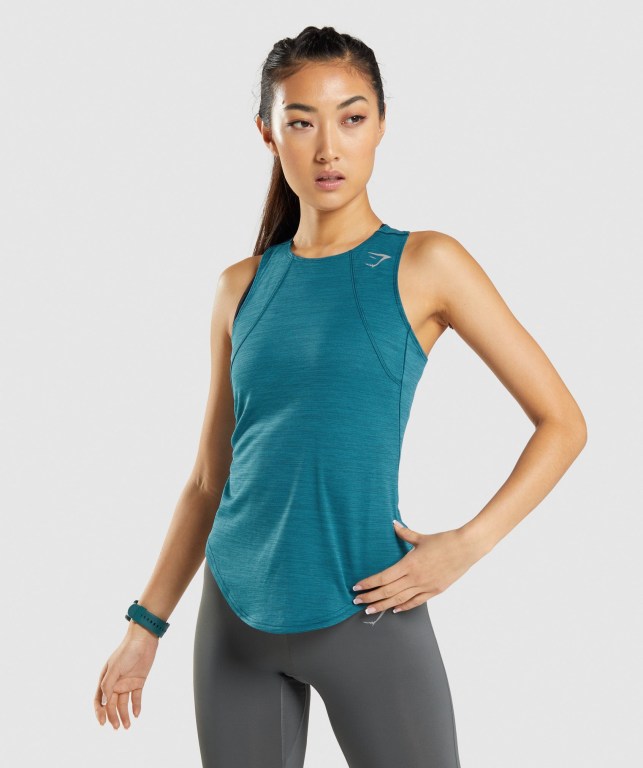 Gymshark Speed Women\'s Tank Tops Turquoise / Turquoise | UAE-87YMHL