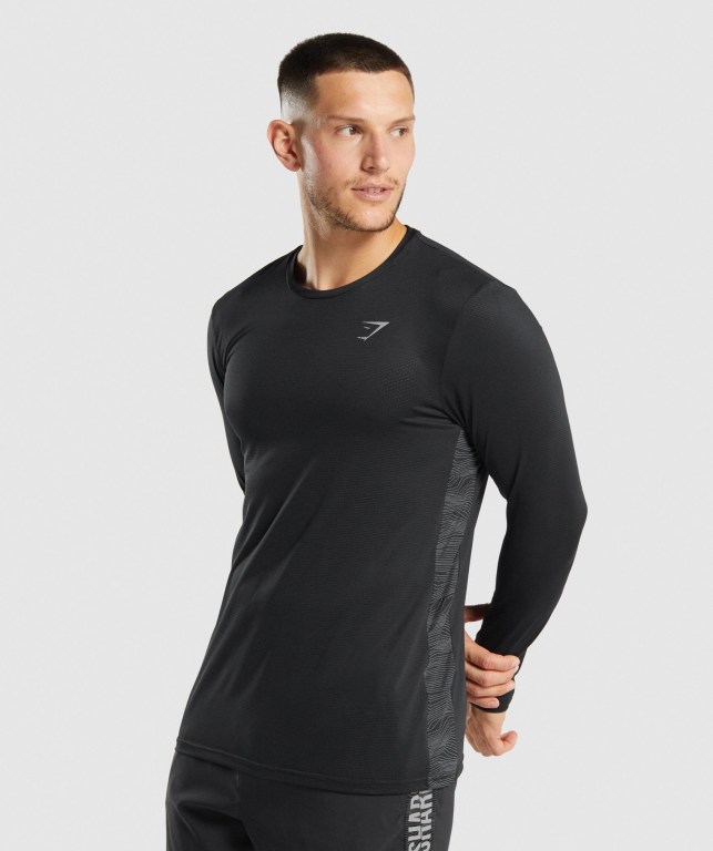 Gymshark Sport Men\'s T Shirts Black | UAE-50NVMQ