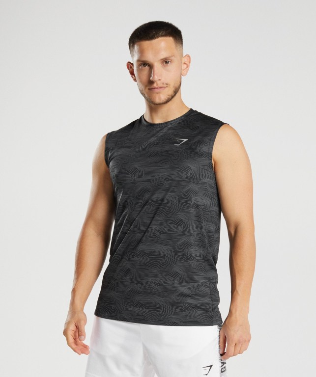 Gymshark Sport Men\'s Tank Tops Black | UAE-13TQDB