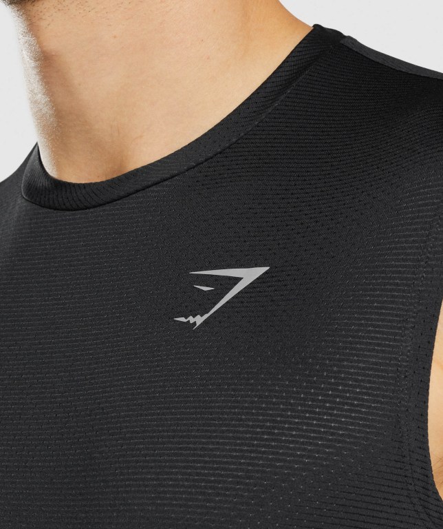 Gymshark Sport Men's Tank Tops Black | UAE-80MJOW