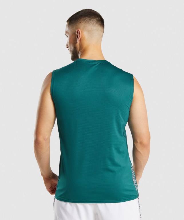 Gymshark Sport Men's Tank Tops Turquoise | UAE-91JRQX