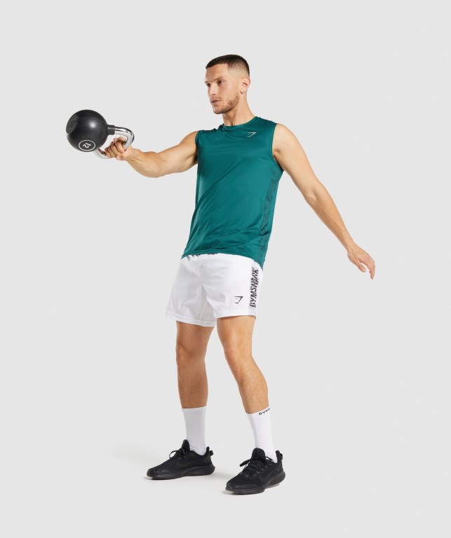 Gymshark Sport Men's Tank Tops Turquoise | UAE-91JRQX