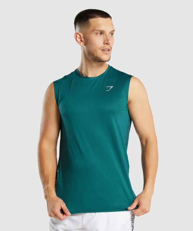 Gymshark Sport Men\'s Tank Tops Turquoise | UAE-91JRQX