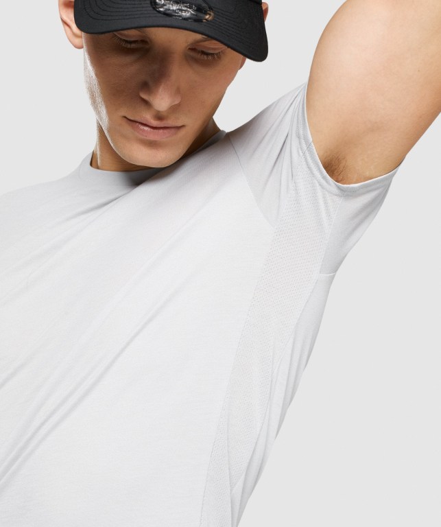 Gymshark Sports Men's T Shirts Light Grey | UAE-71QKXT