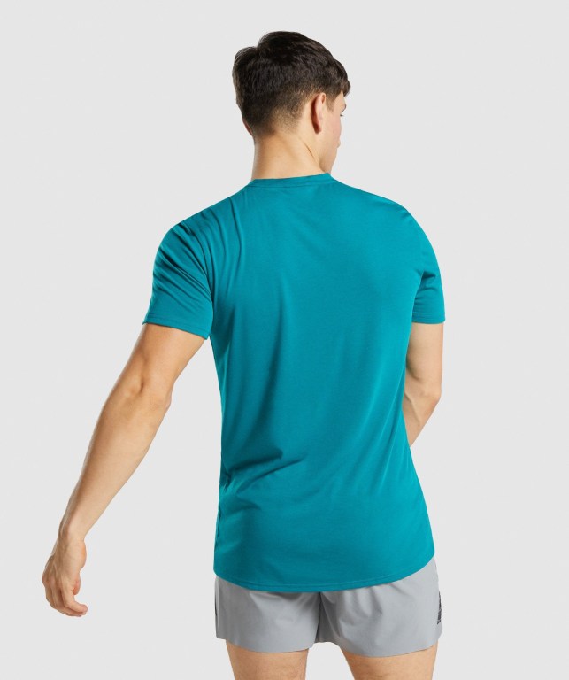 Gymshark Sports Men's T Shirts Turquoise | UAE-65SGDI