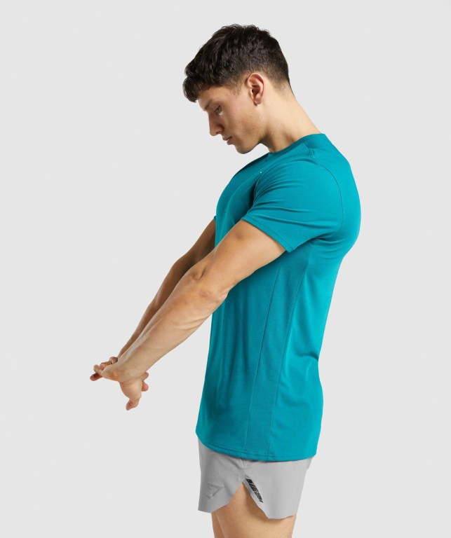 Gymshark Sports Men's T Shirts Turquoise | UAE-65SGDI