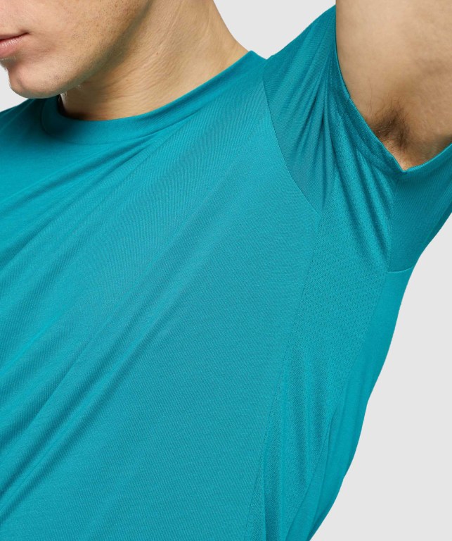 Gymshark Sports Men's T Shirts Turquoise | UAE-65SGDI