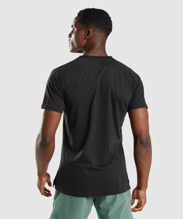 Gymshark Studio Men's T Shirts Black | UAE-50JSRH