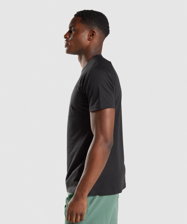 Gymshark Studio Men's T Shirts Black | UAE-50JSRH