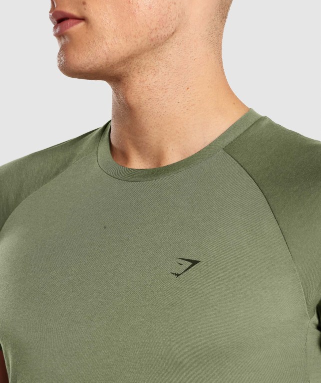 Gymshark Studio Men's T Shirts Green | UAE-12EDYR