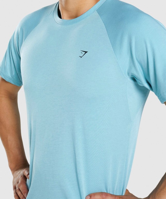 Gymshark Studio Men's T Shirts Turquoise | UAE-95RFZM